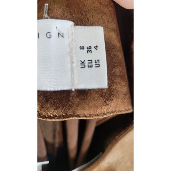 Asos designs Satin Maxi Slip Dress Brown size 4 plunge v neck and back NEW y2k - Picture 3 of 10